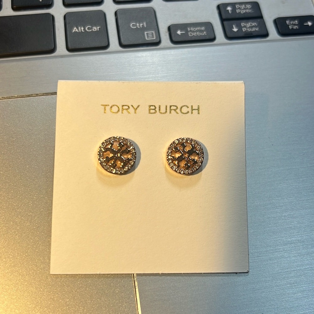 Brand new Tory Burch Pave Stud Earrings